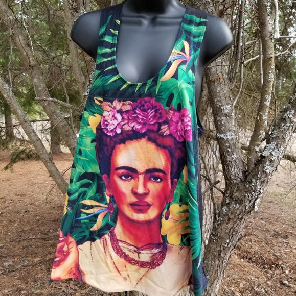 Frida Kahlo Lightweight Racerback Long Tank - Picture 3 of 3